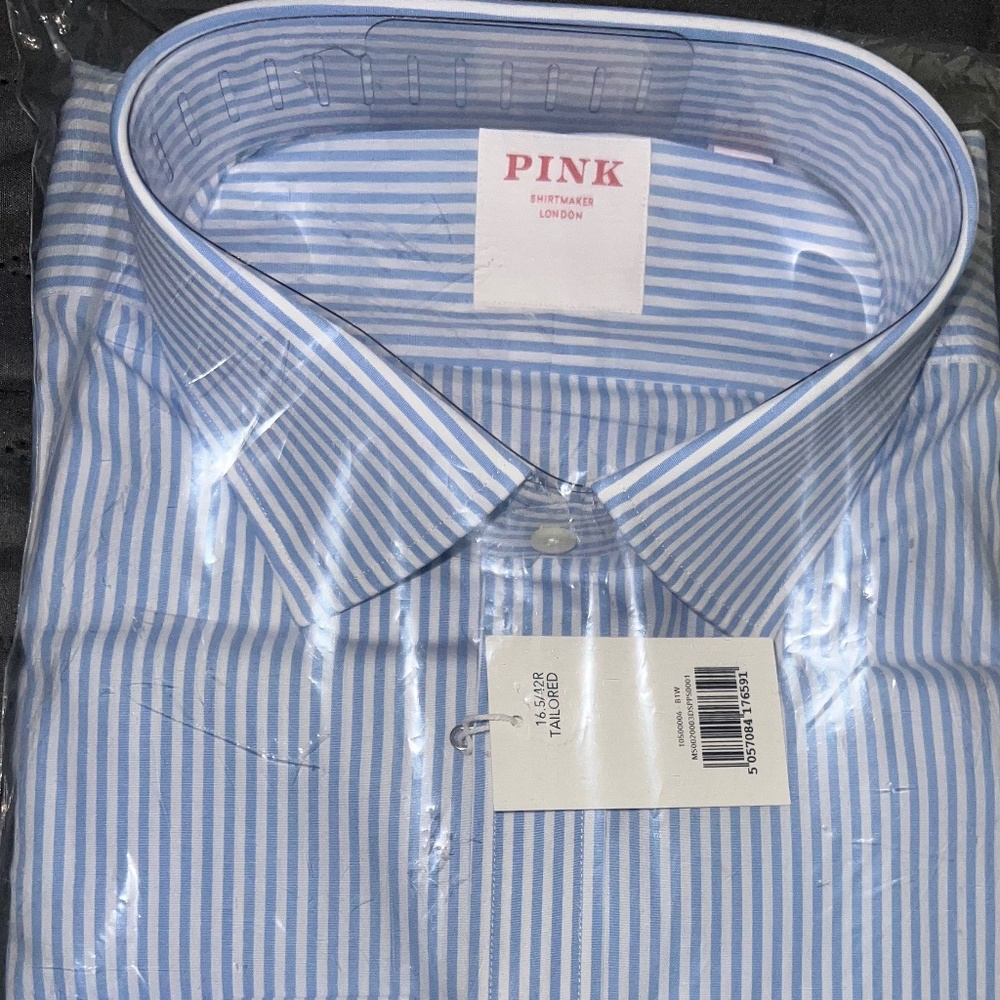 Thomas Pink Core Poplin Bengal Stripe Print Shirt